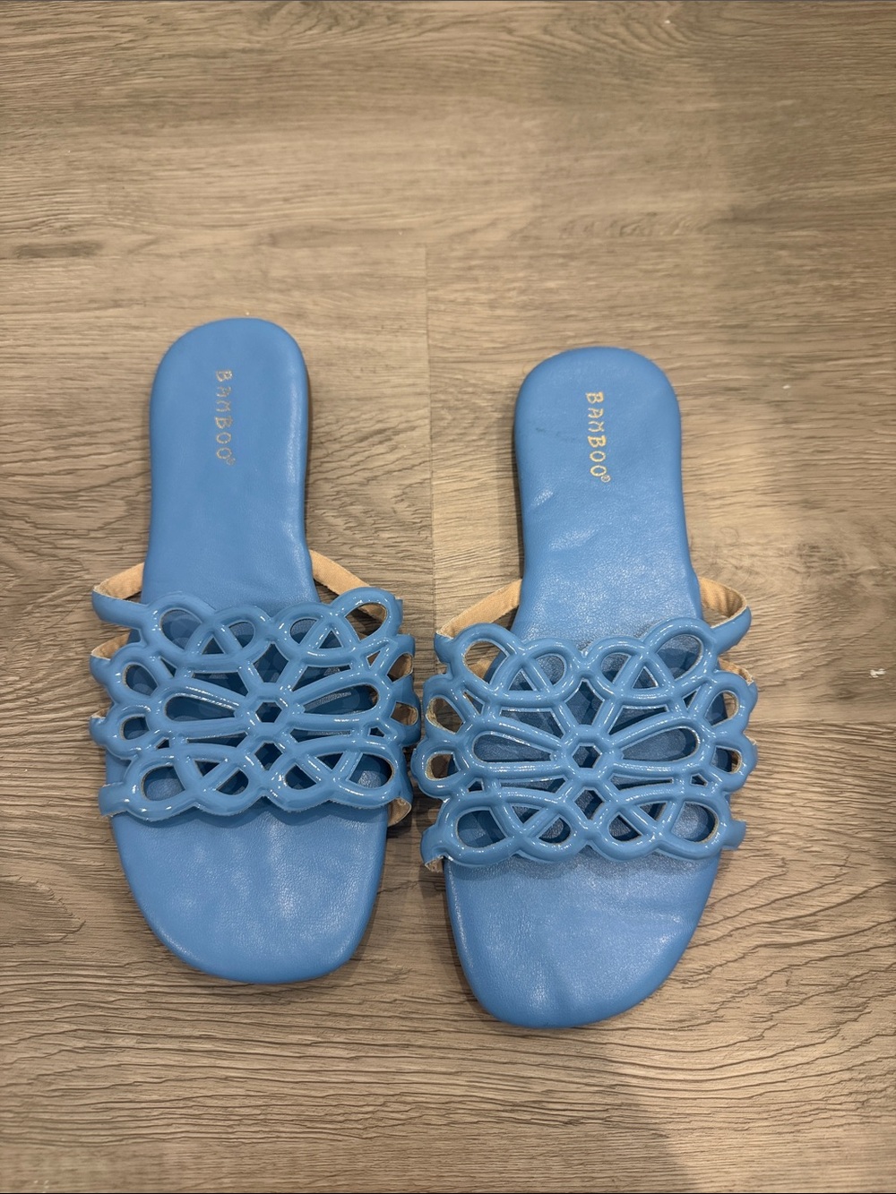 BAMBOO Sky Blue Braided Slide Sandals - Women's Slip-On